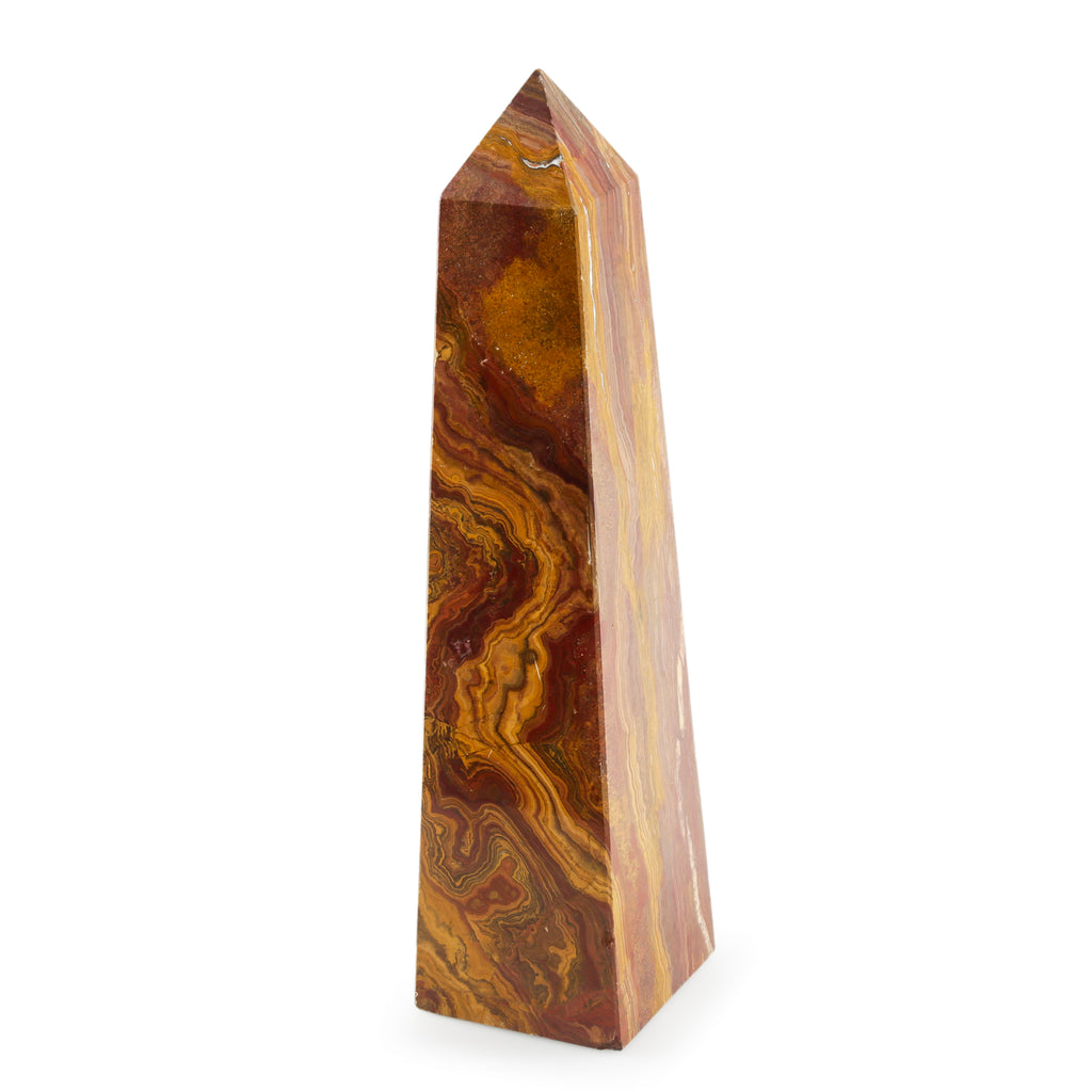 Polished Red, Orange & Brown Swirl Stone Obelisk
