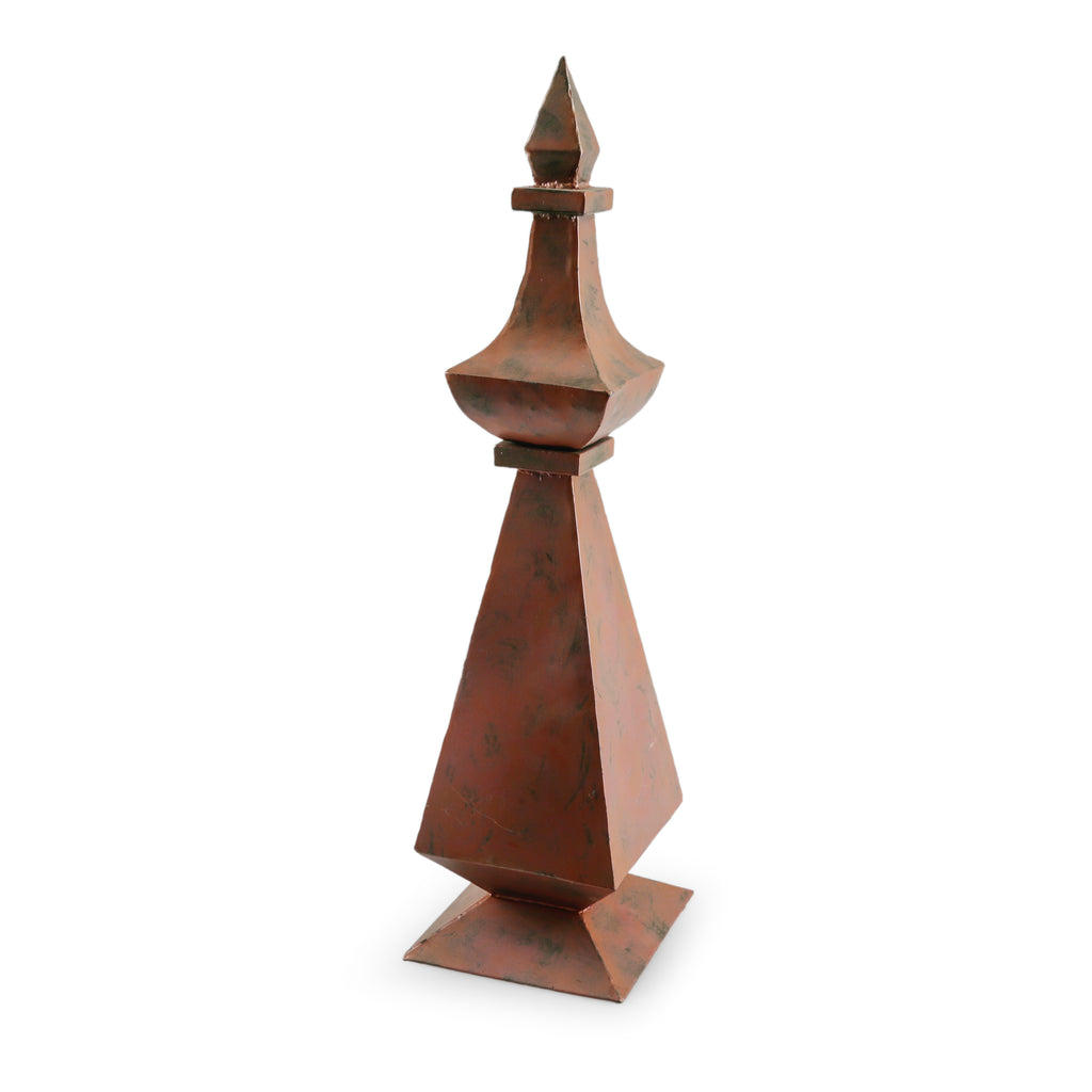 Oxidized Copper Geometric Decorative Finial / Obelisk