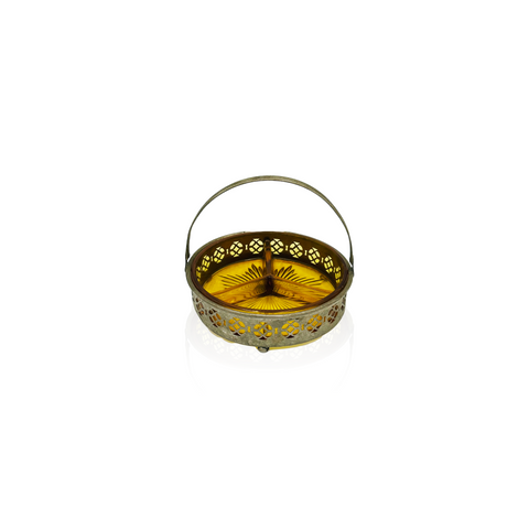 Glass Segmented Serving Dish Holder with Handle