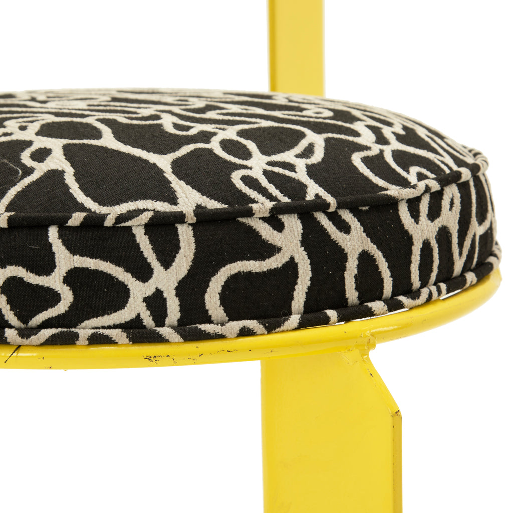 Yellow Metal Dining Chair with Patterned Upholstered Seat