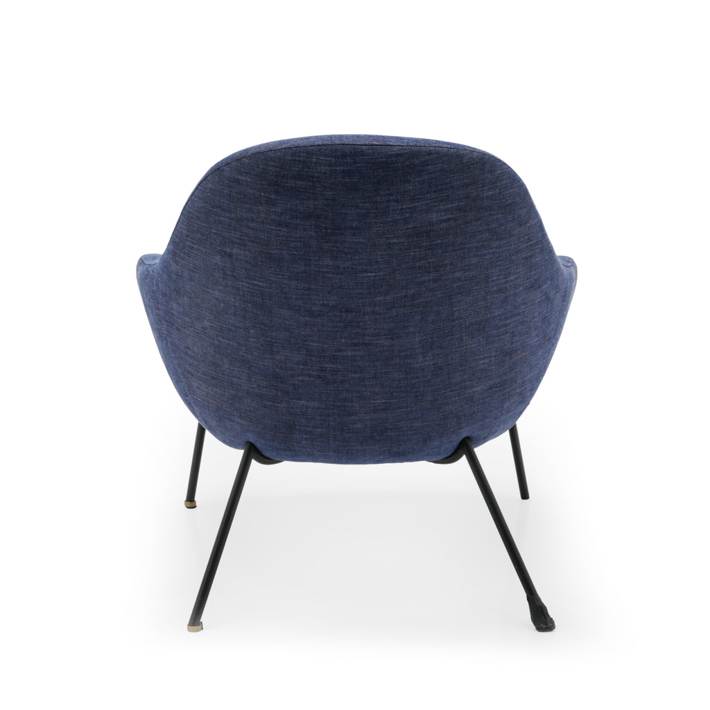 Navy Blue Fabric Mid-Century Modern Accent Chair