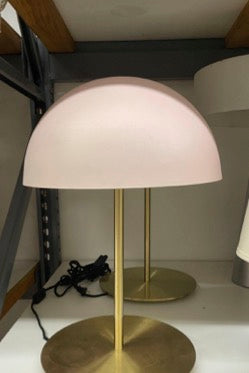 White Dome Metal Table Lamp with Brass Base