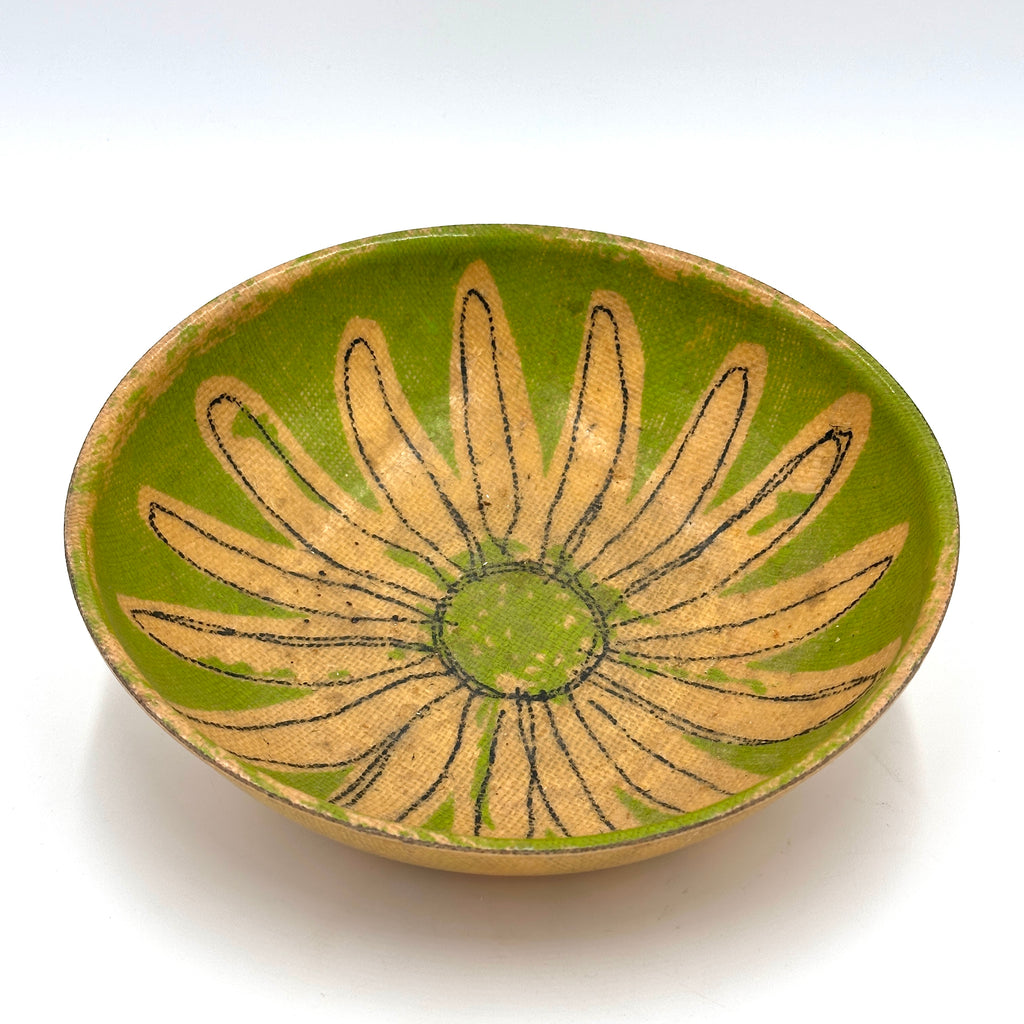 Lime Green Bowl with Sunburst Design