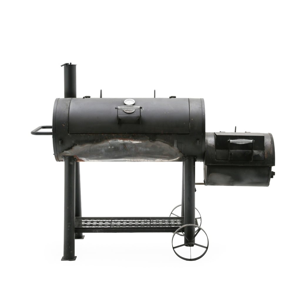 Black Steel Smoker BBQ Grill with Wheels