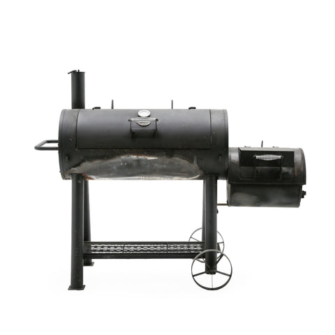Black Steel Smoker BBQ Grill with Wheels