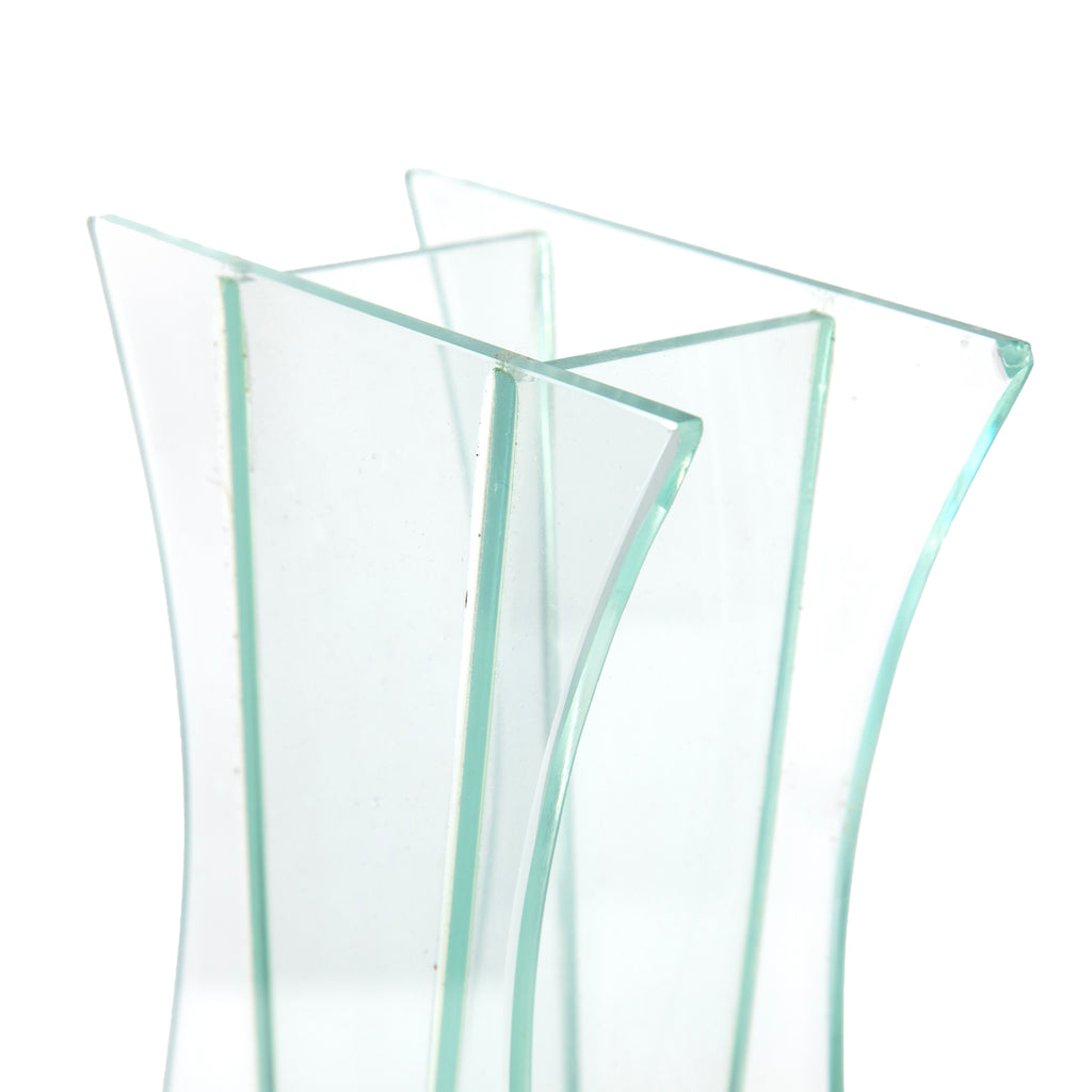 Clear Multi-Panel Curved Decorative Vase