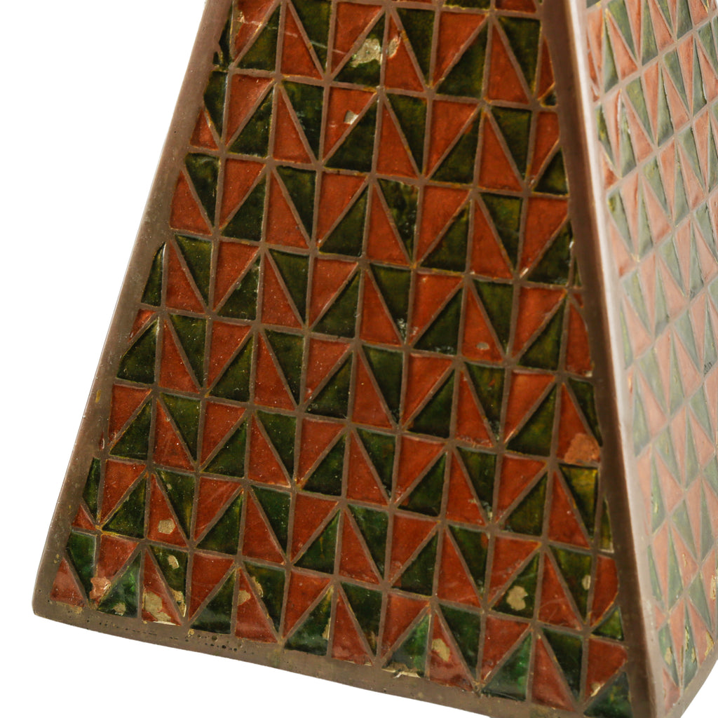 Brass and Enamel Geometric Pyramid