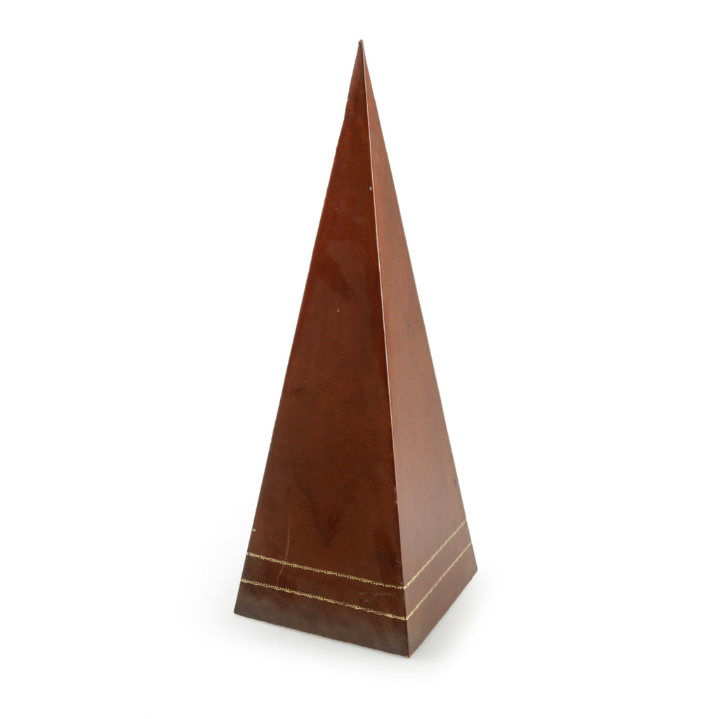 Brown Pyramid Sculpture with Gold Detail