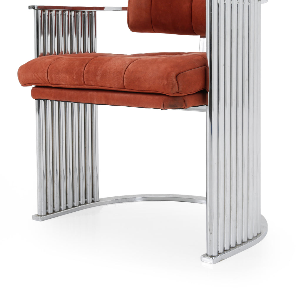 Orange Polished Chrome C-Base Armchair