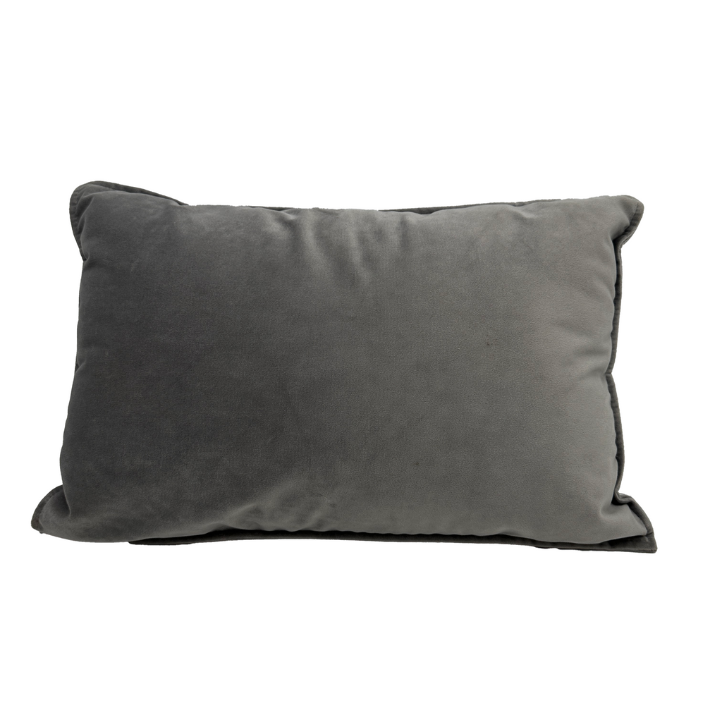 Gray Charcoal Velvet Rectangular Throw Pillow