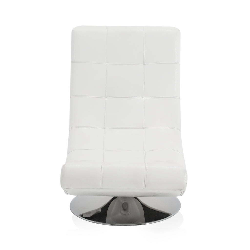 White Leather Swivel Scoop Chair
