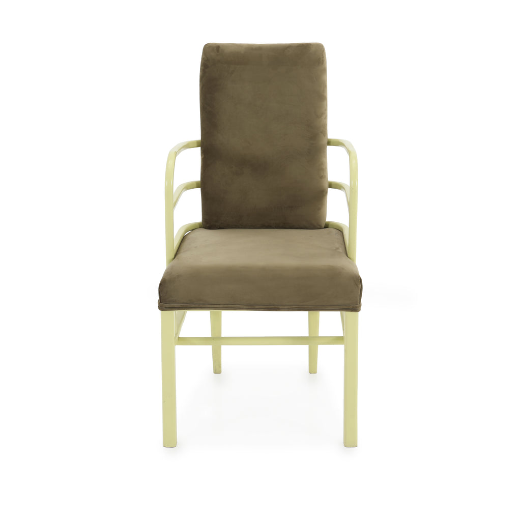 Green Velvet & Wood Deco Chair