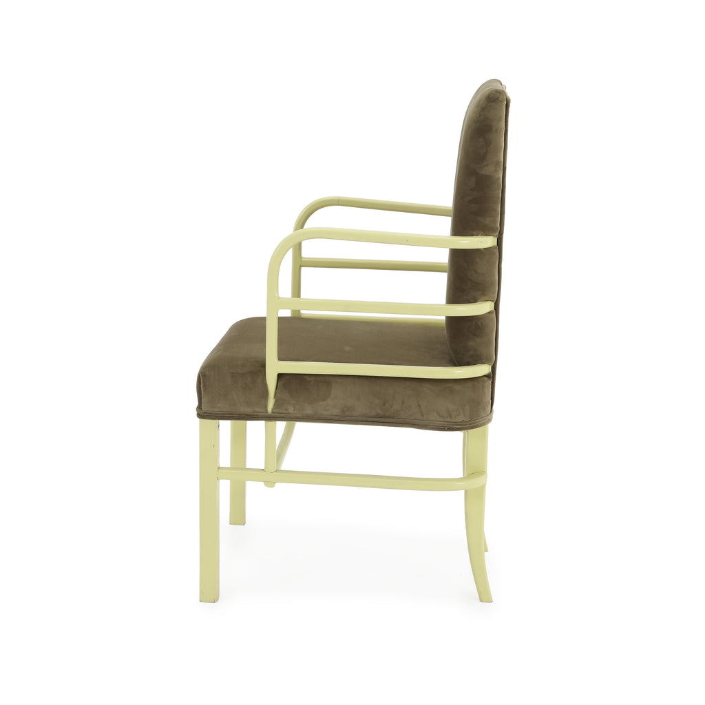 Green Velvet & Wood Deco Chair