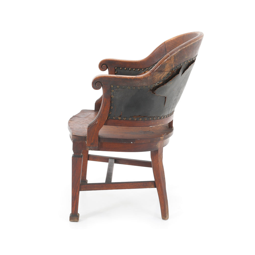 Rustic Wooden Chair with Exposed Burlap Back