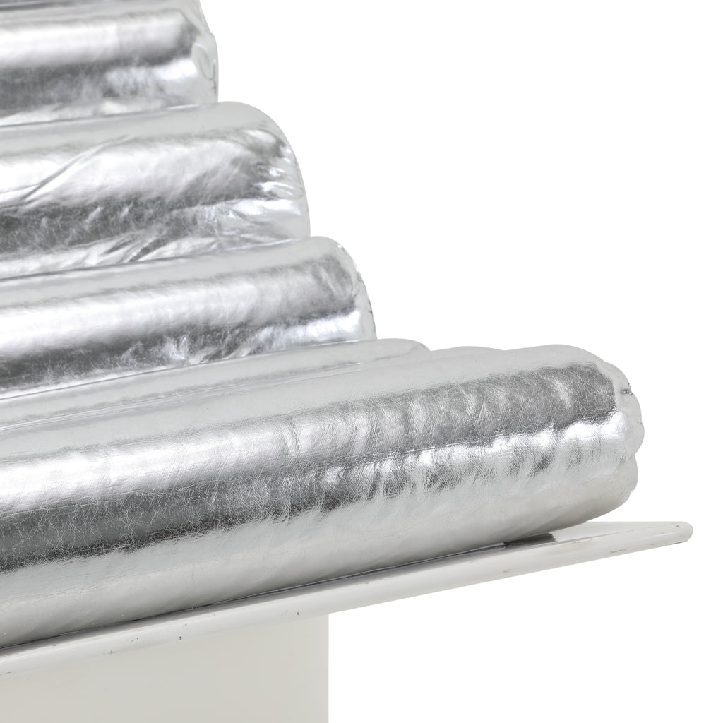 Silver & White Roller Cushion Modern Lounge Chair