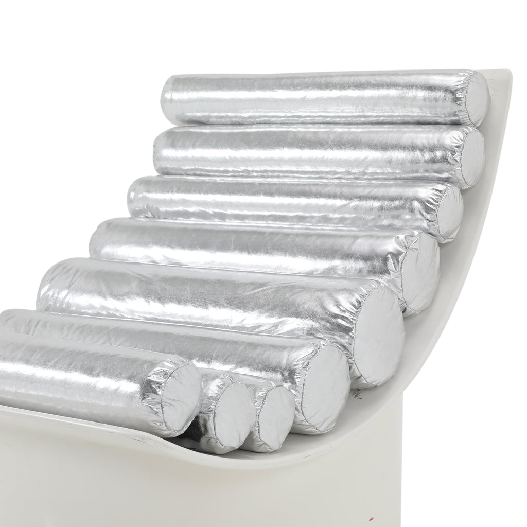 Silver & White Roller Cushion Modern Lounge Chair