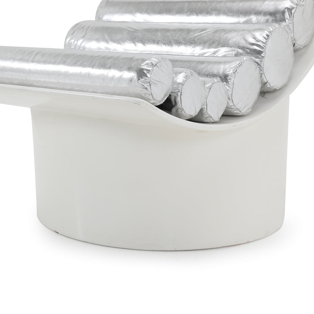 Silver & White Roller Cushion Modern Lounge Chair