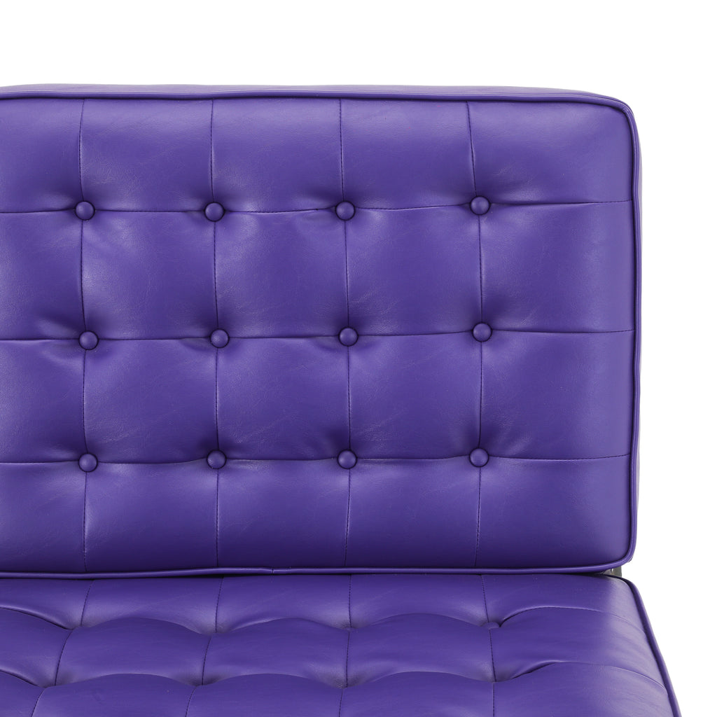 Purple Tufted Leather Barcelona Lounge Chair