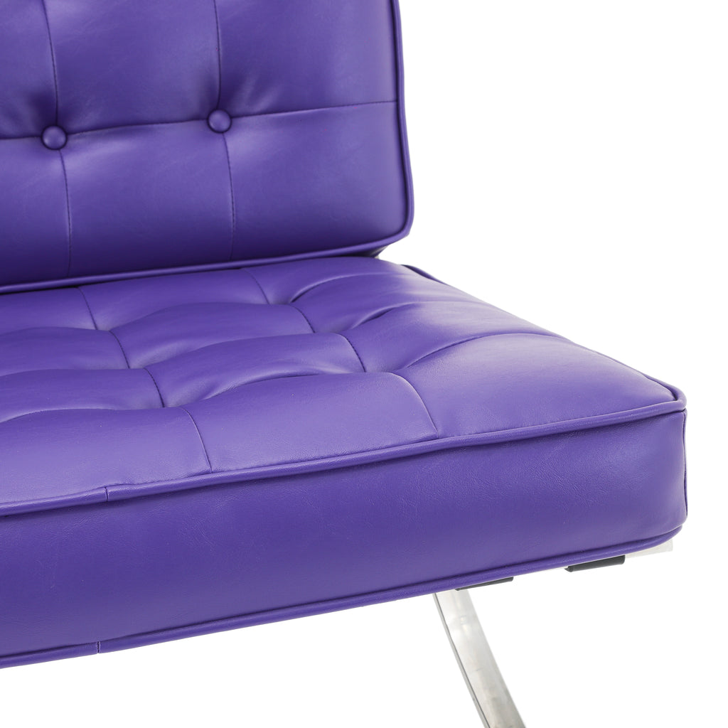 Purple Tufted Leather Barcelona Lounge Chair