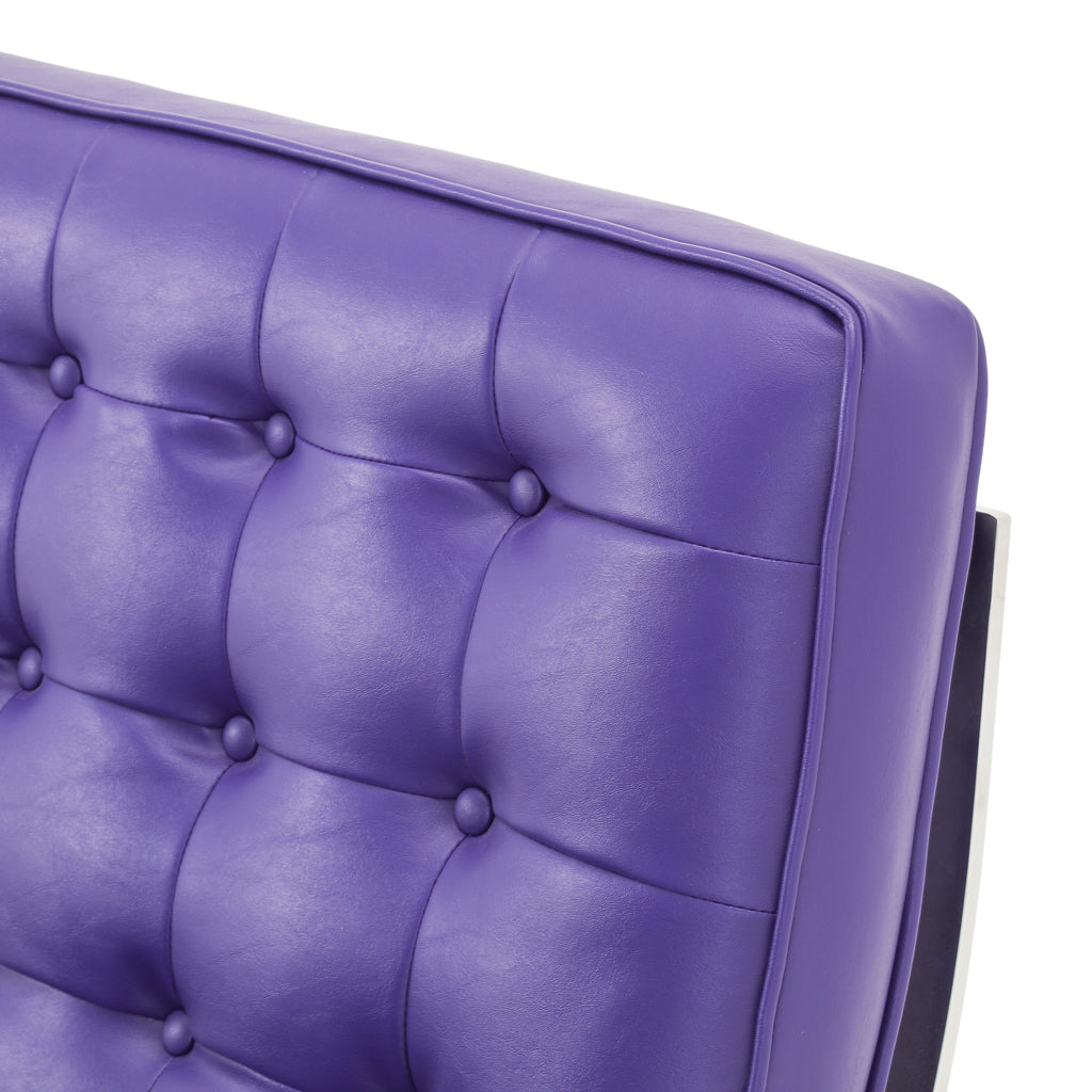 Purple Tufted Leather Barcelona Lounge Chair