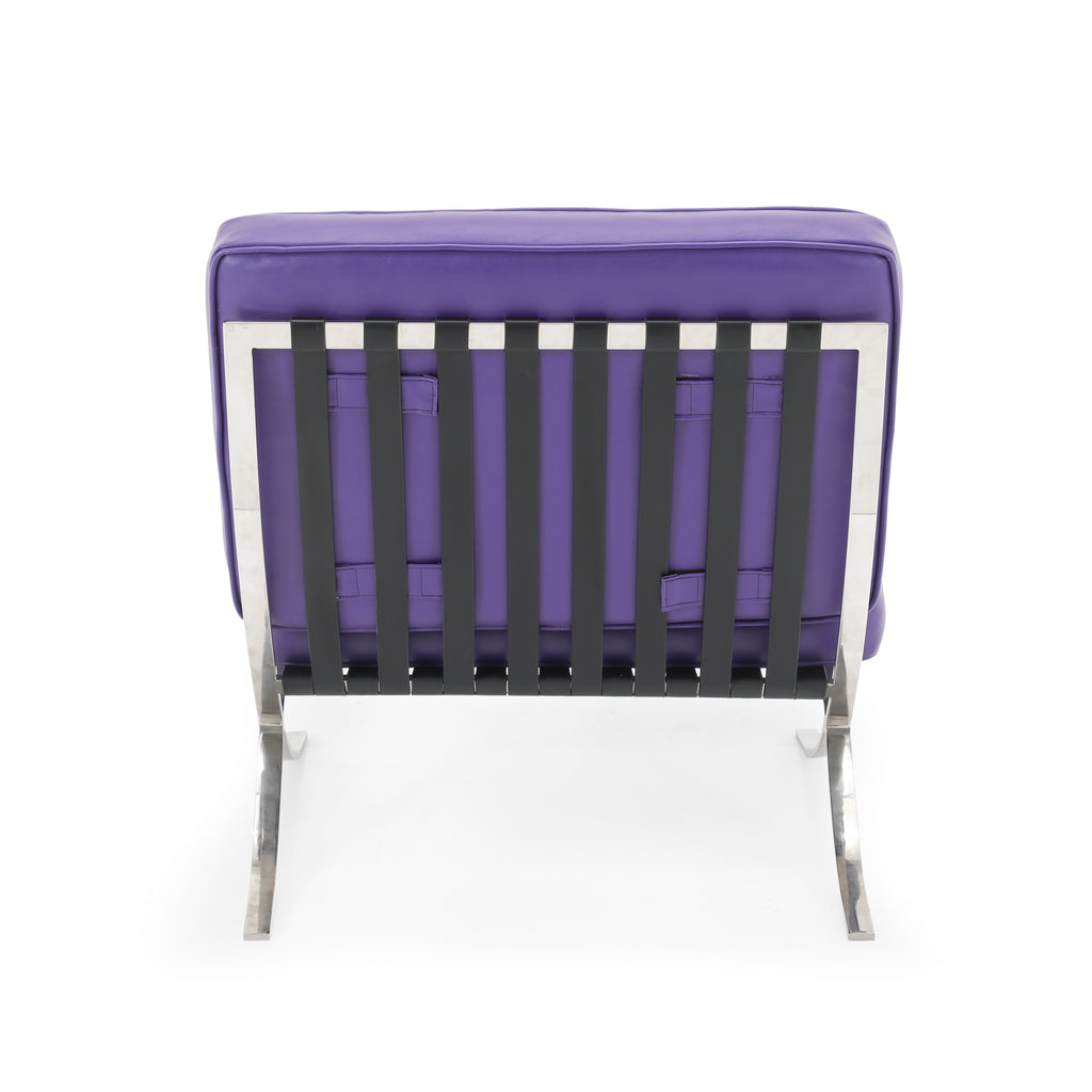 Purple Tufted Leather Barcelona Lounge Chair