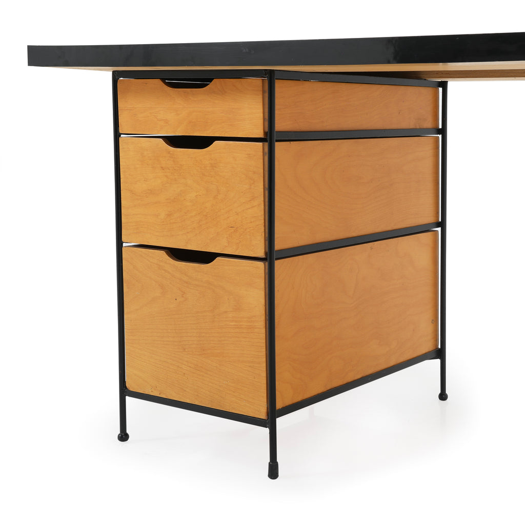 Black / Wood Contemporary Desk