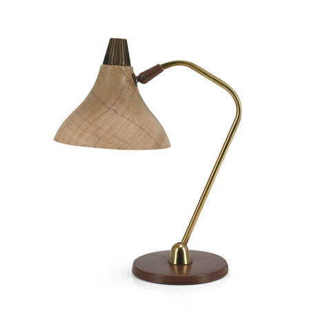 Brass Desk Lamp w/ Cross Hatch Shade