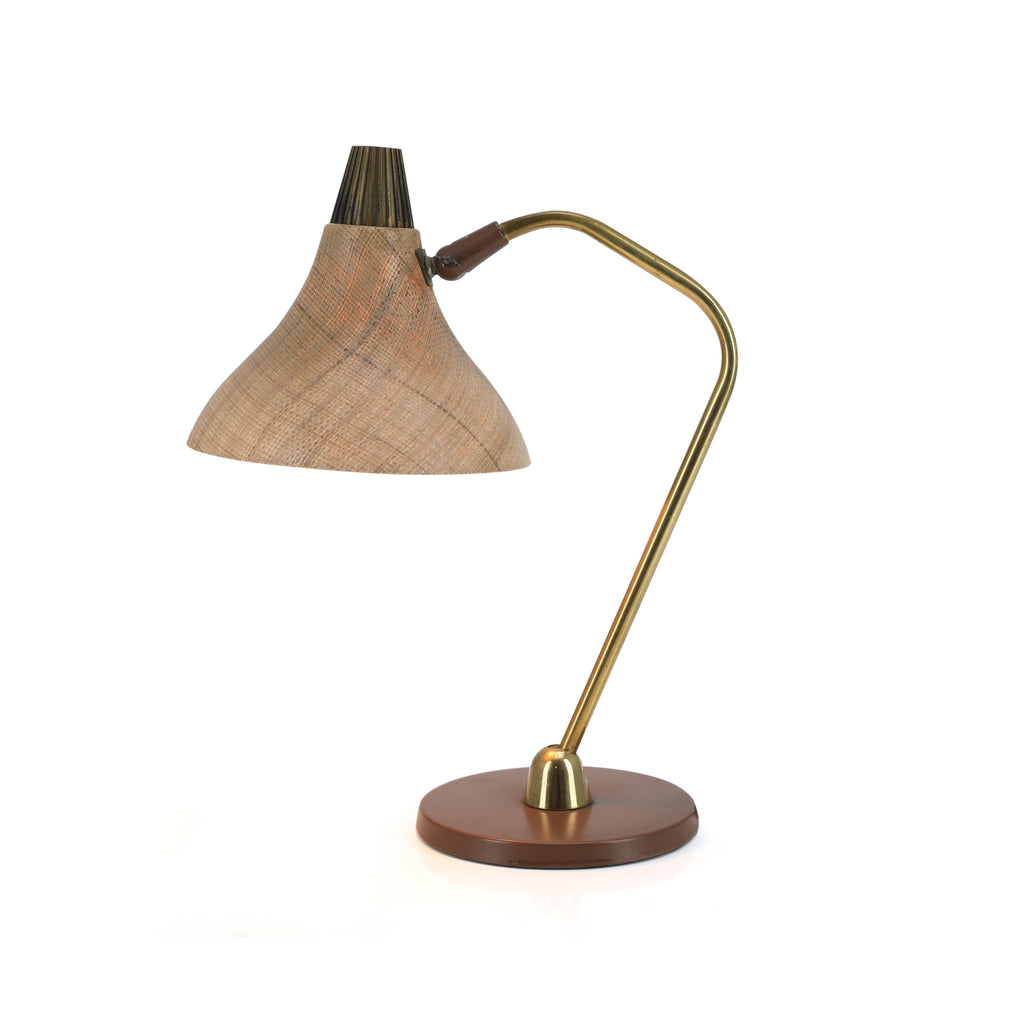 Brass Desk Lamp w/ Cross Hatch Shade