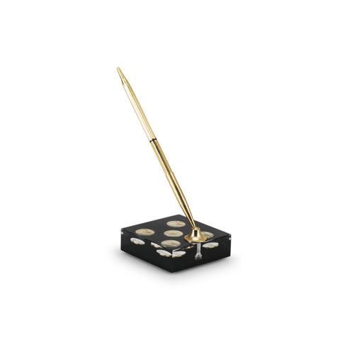 Black & Brass Acrylic Penny Pen Holder (A+D)