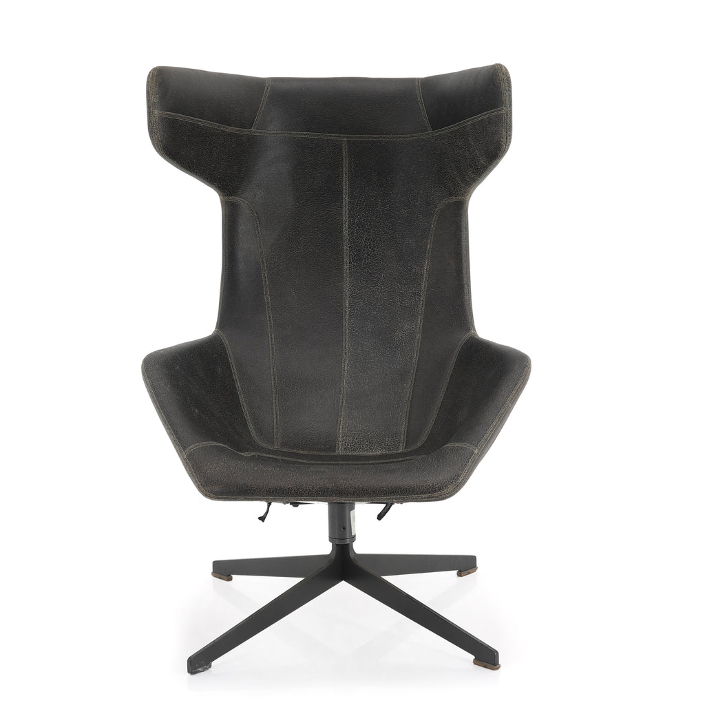 Moroso Black Wingback Leather Chair