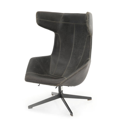 Moroso Black Wingback Leather Chair