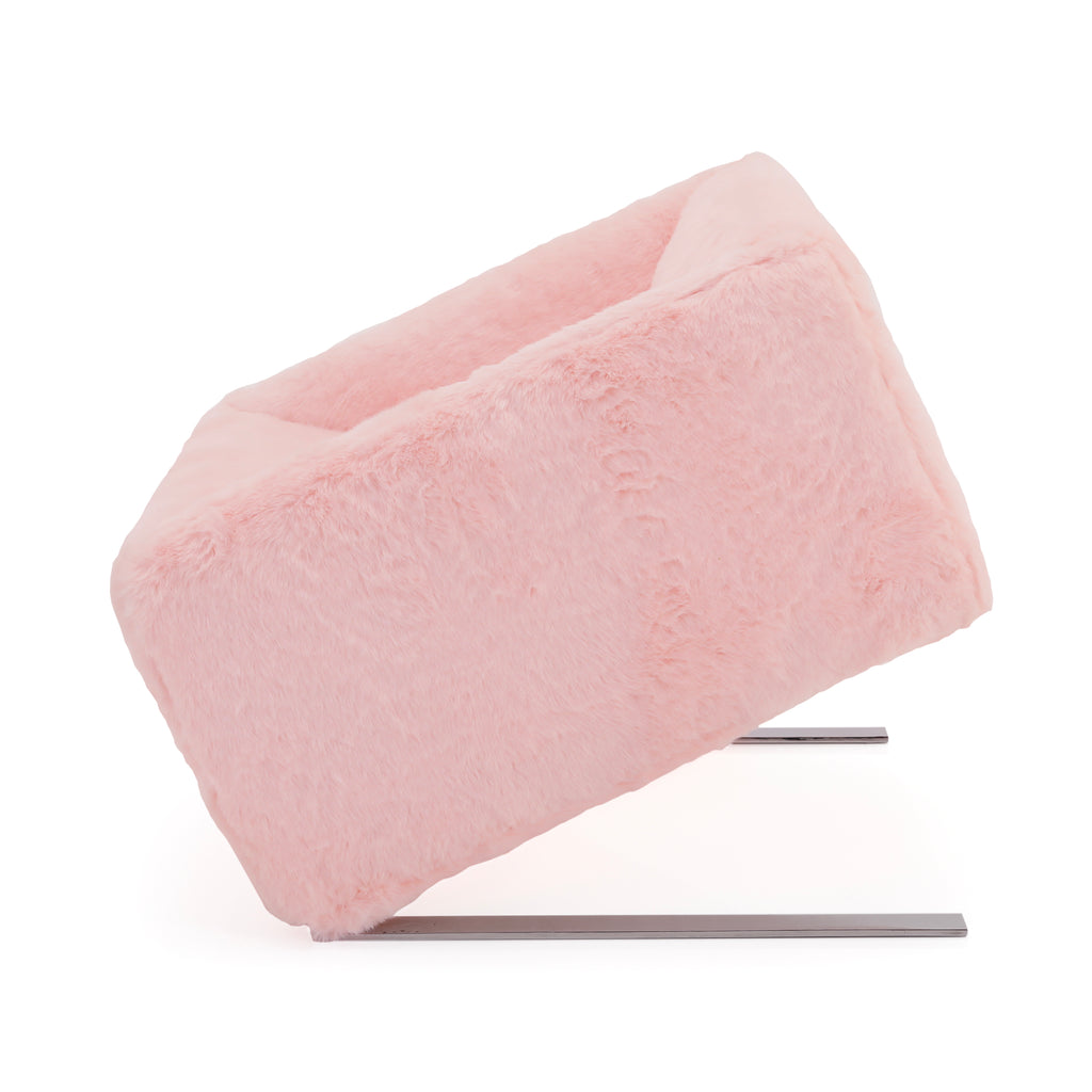 Pink Faux Fur Cube Chair