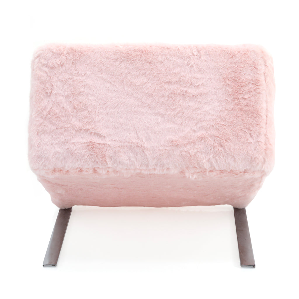 Pink Faux Fur Cube Chair