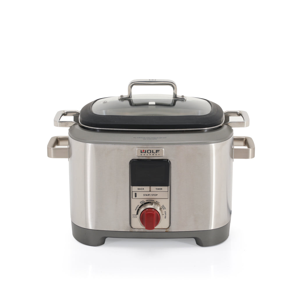 Stainless Steel Wolf Gourmet Multi Cooker with Red Knob
