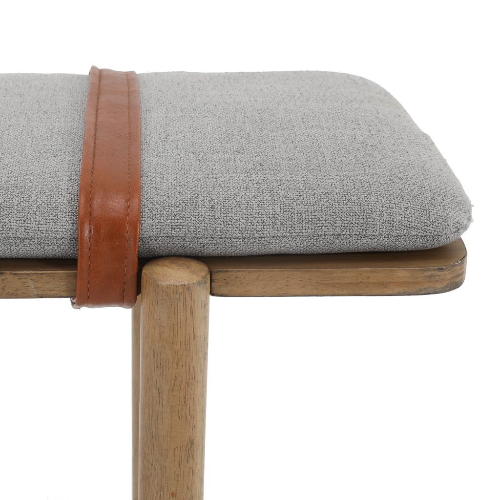 Wood Bench with Grey Cushion