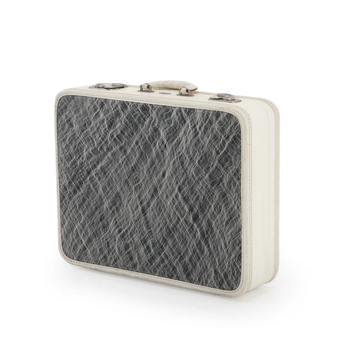 White / Grey Maximillian Small Leather Suitcase
