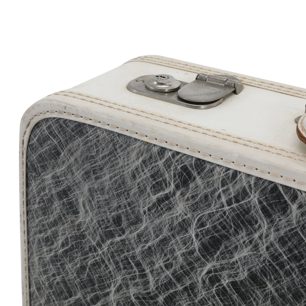 White / Grey Maximillian Small Leather Suitcase