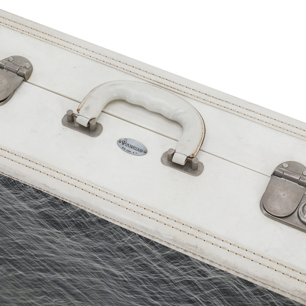White / Grey Maximillian Medium Leather Suitcase