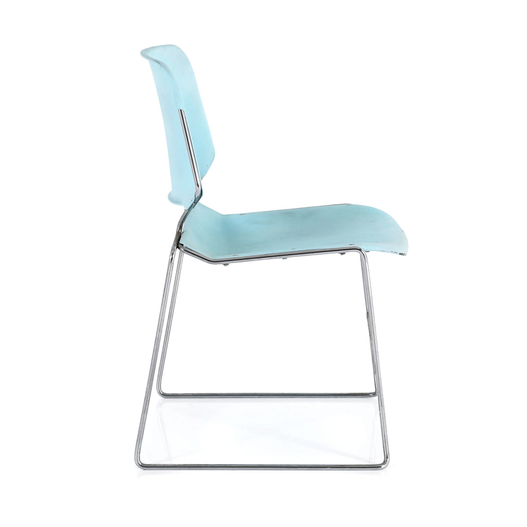 Light Blue Stackable 70s Modern Side Chair