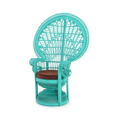 Turquoise Large Wicker Peacock Chair