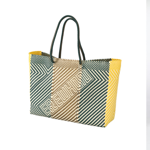 Woven Yellow / Blue Tote Bag