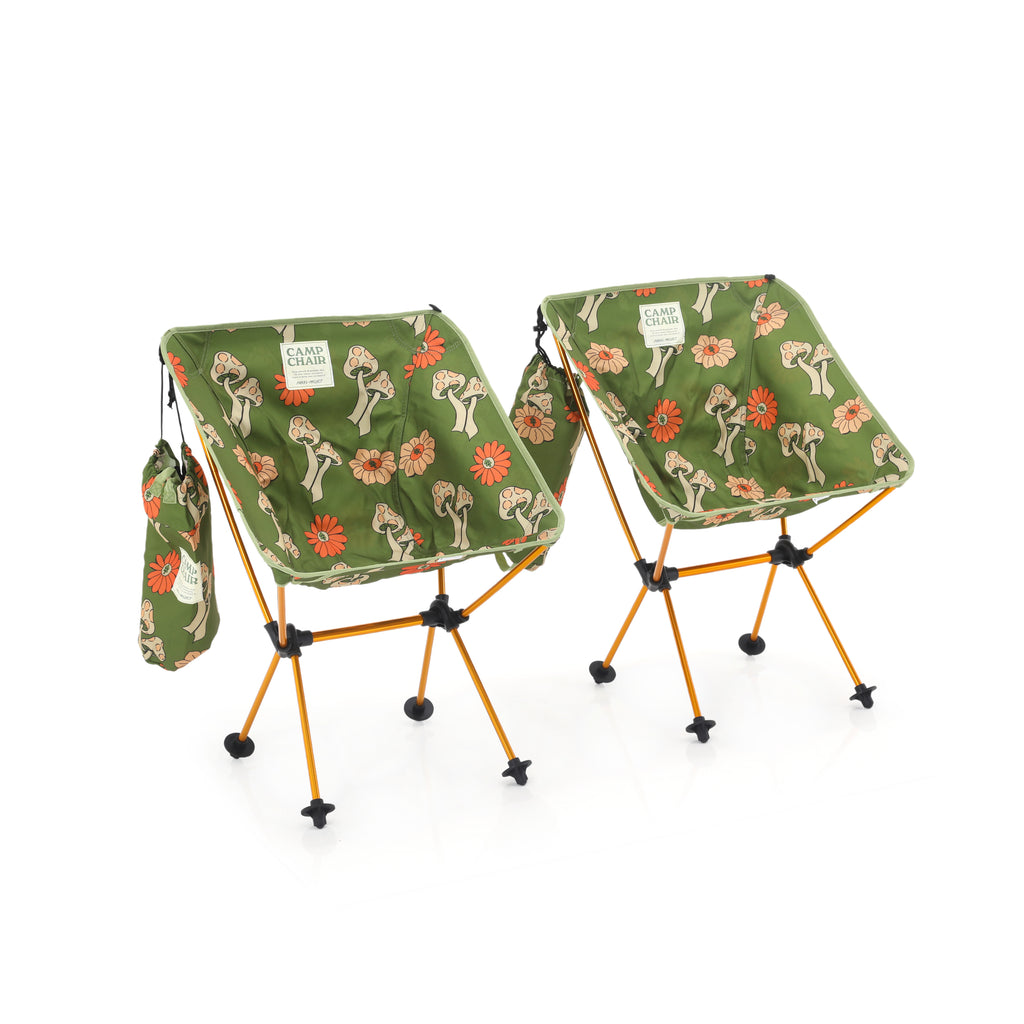 Mushroom / Floral Green Camping Chair