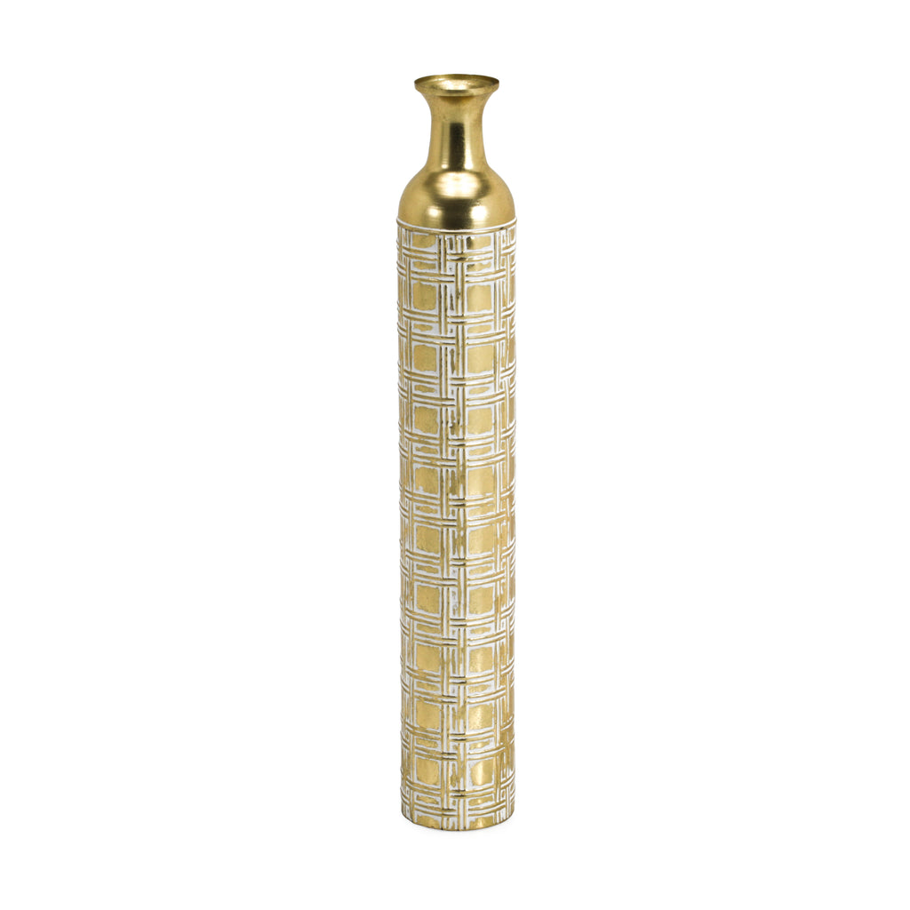 Tall Gold / White Pattern Vase (A+D)