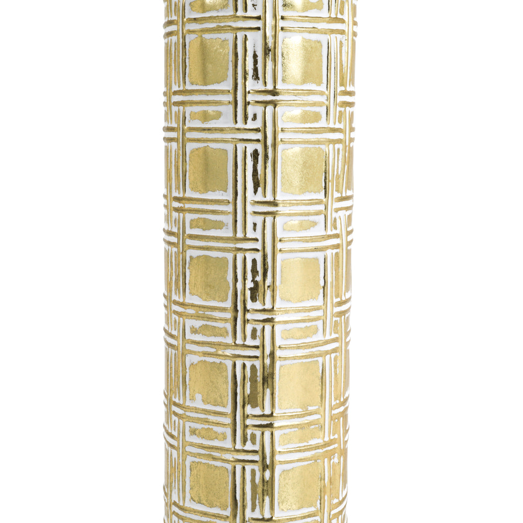 Tall Gold / White Pattern Vase (A+D)
