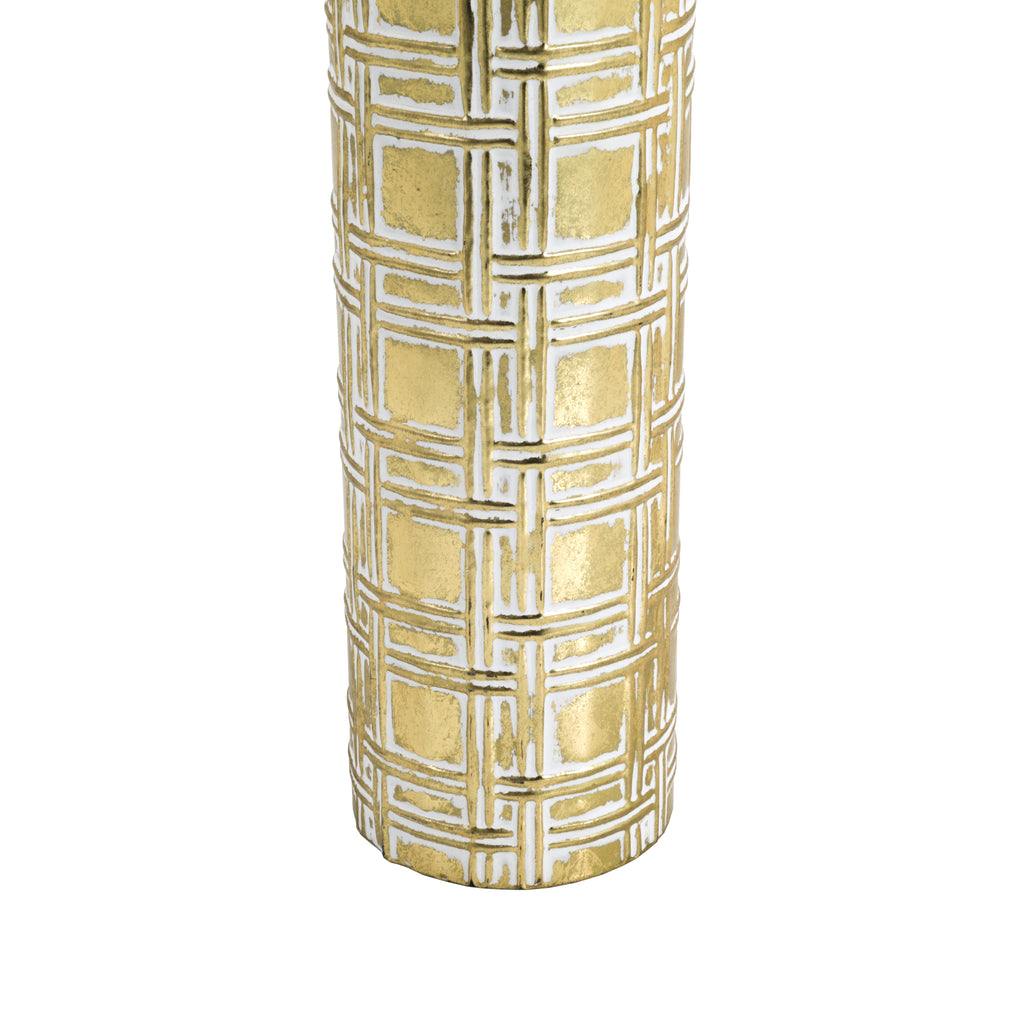Tall Gold / White Pattern Vase (A+D)
