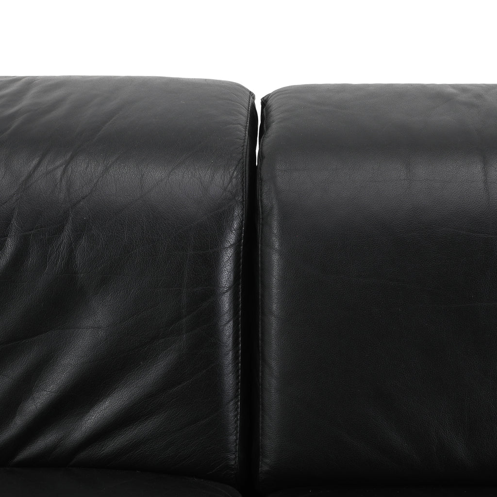 Black Leather & Lucite Space Loveseat