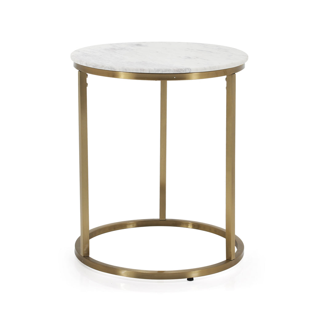 White Marble and Gold Side Table