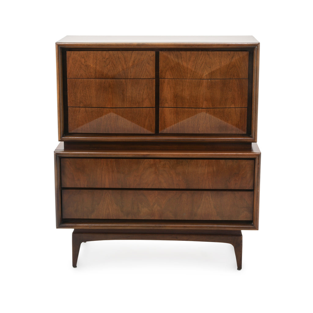 United Diamond Mid Century Walnut Highboy Dresser
