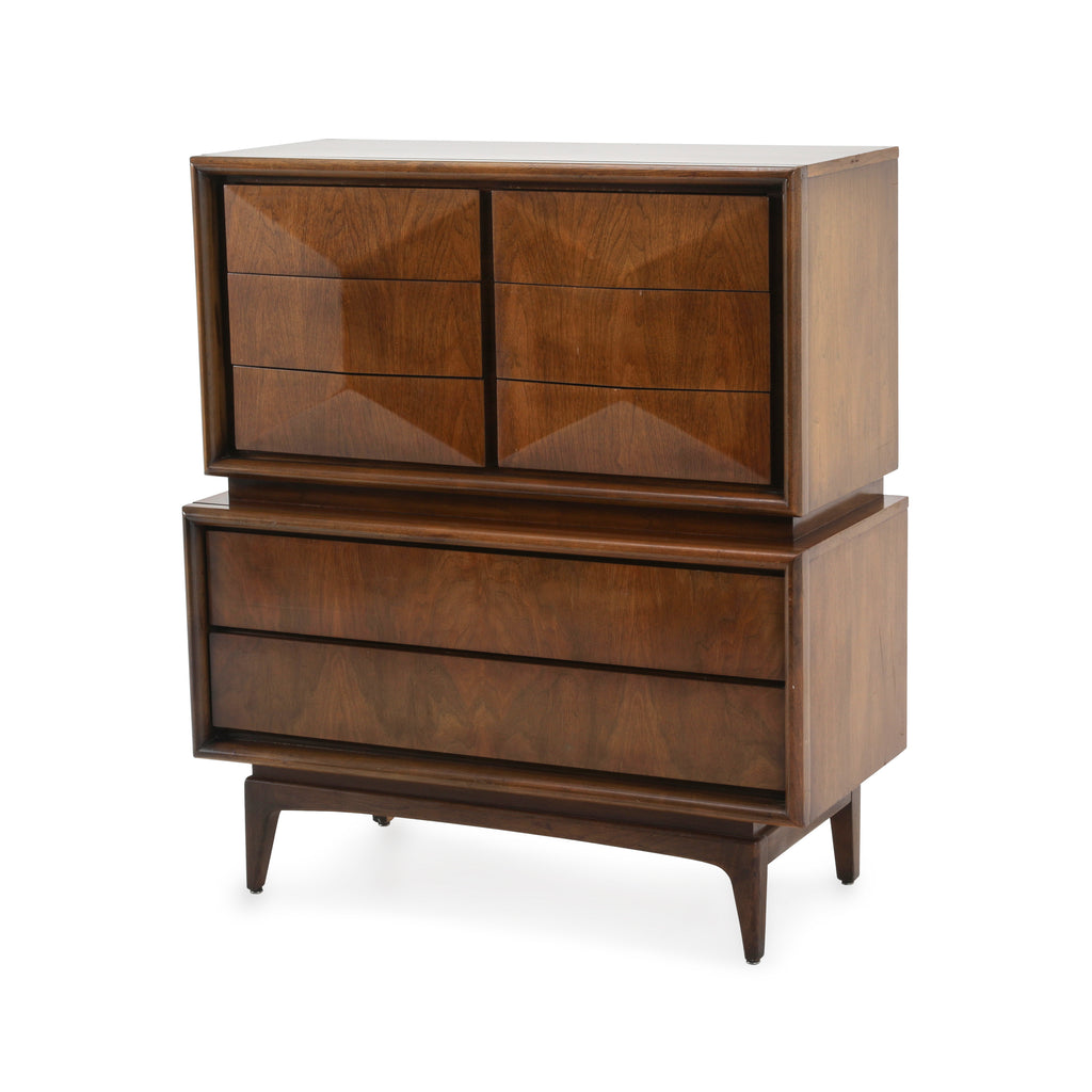 United Diamond Mid Century Walnut Highboy Dresser