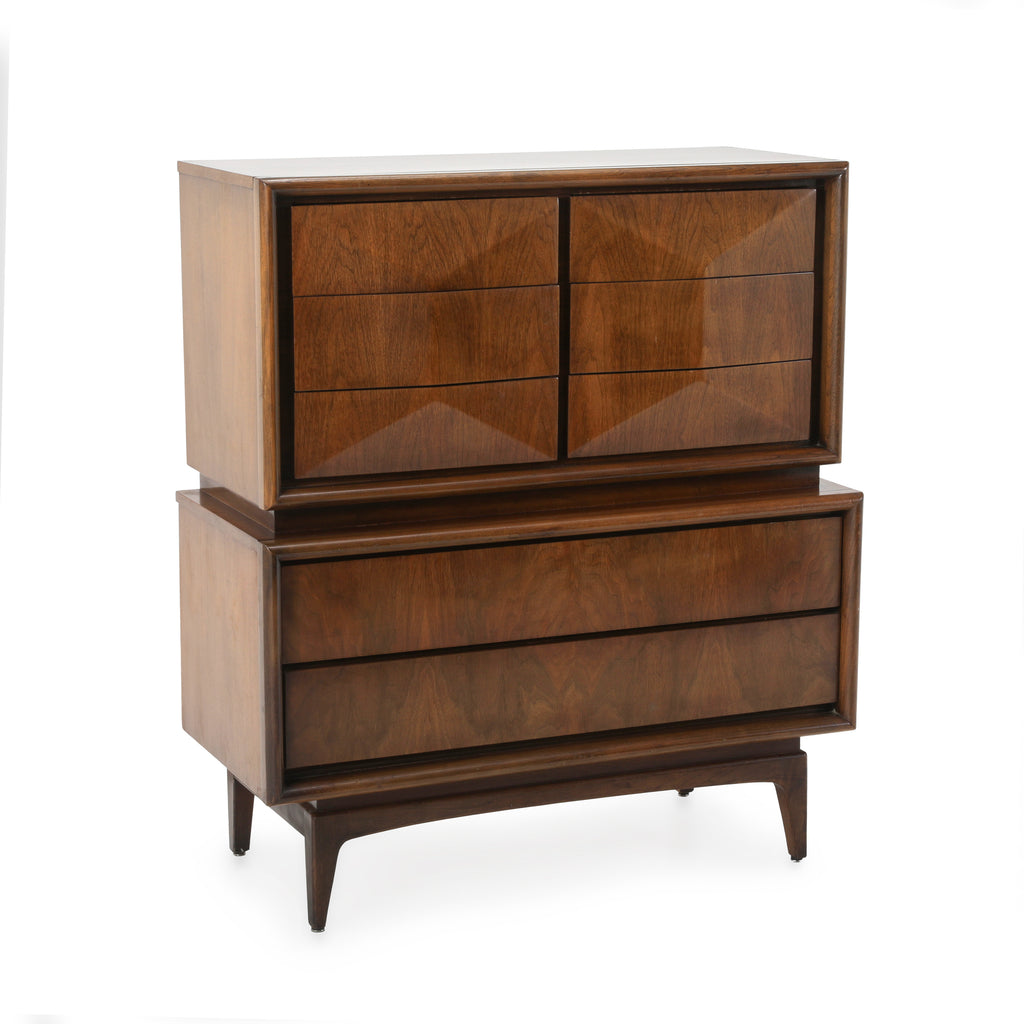 United Diamond Mid Century Walnut Highboy Dresser